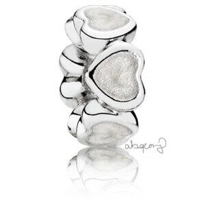 EUC Pandora Sterling Silver Abundance of Love Spacer w/ Silver Enamel